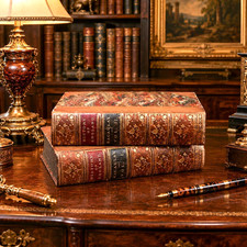 (2) Vol Leather Spine Antique Book Set 1871 History of England Lord Macaulay picture