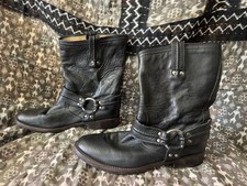 Frye Phillip Harness Moto Motorcycle Black Leather Boot 9.5 women’s  picture