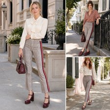 Mother Insider Plaid Trousers Straight Leg Cropped Ankle Length Pants NWT $248 picture