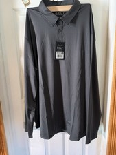 BYLT Premium Basics Performance Long Sleeve Collared Polo Gray Solid 2XL picture