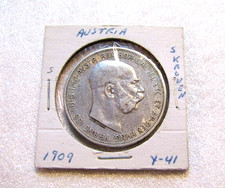 1909 Austria 5 Corona/Kronen Silver Coin Franz Joseph I picture