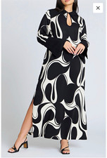 NWT Women’s Printed Collared Maxi Dress ELOQUII black & white size 22 picture