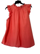 LOFT Coral Ruffle Sleeve Tunic Pink Swiss Dot Ruffle Blouse - Size L picture