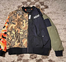 AKOO Men's M Regular Full Zip Camouflage Jacket Black Multicolor Polyester picture