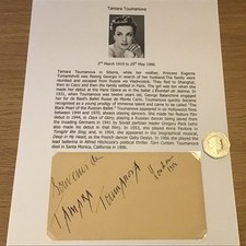 Ballet autograph of Tamara Toumanova Russian Ballet 1919 to 1996 signed piece picture