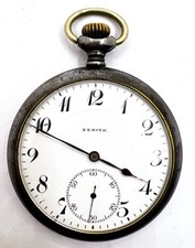 Vintage zenith black Gunmetal 48.5mm pocket watch Golden Movement Working picture