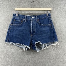 AGOLDE Parker Cut Off Shorts Women Size 24 Blue Denim 100% Organic Cotton NEW picture