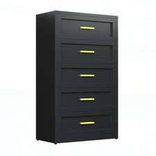 Metal Dresser for Bedroom Black 5 Drawer Closet Dresser Storage picture