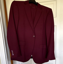 Lorenzo Bruno Burgundy Satin 2-Piece Suit Single-Breasted One-Button L picture