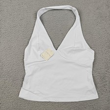 Intimately Free People Tank Top Womens M White Halter V Neck Stretch Cami New picture