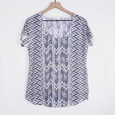 Prana Living Danni gray chevron print short sleeve top shirt blouse Large luxe r picture