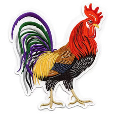 Large Vibrant Colorful Rooster iron on Patch 5 x 4-inch  picture