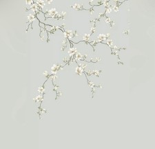 Anthropologie Ash Miyabi Bloom Unpasted 3 Panel Floral Light Blue Mural NWOT picture