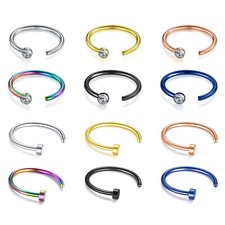 5-50Pcs Nose Ring Hoop C-Shape Fake Nose Lip Ring Clip on Helix Earrings 18g 20g picture