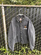 Carhartt Men’s Gray Lined Full Zip Work Jacket Size 2XL Regular Embroidered picture