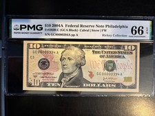 DBR 2004-A $10 FRN Philadelphia Gem Fr. 2039-C PMG 66 EPQ Low Serial GC00000394A picture