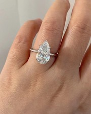 4.00 Ct Pear Cut Lab Grown Diamond Proposal Real Ring in Solid 950 Platinum picture