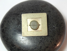 VTG Sterling Silver Brutalist Minimalist Stone Framed Pin Signed J. BENINATO '97 picture