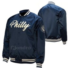 MLS Philadelphia UnionNavyBlue Satin Varsity Bomber Jacket Vintage Men's Fashion picture