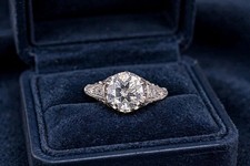 1.95ct. Platinum Vintage Filigree Engagement Ring Natural Old Euro Cut 1920's  picture