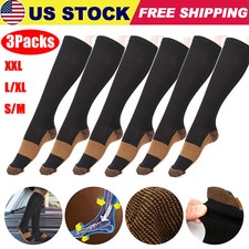 3pair Copper Compression Socks 20-30mmHg Graduated Support Mens Womens Stockings picture