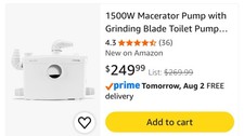 MIXBUBOLE Macerating Pump FLO1200-AGS-PRO NEW  picture
