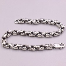 Real S925 Sterling Silver Women Man's 5mm Phoenix Tails Bracelet Link 7.5inchL picture
