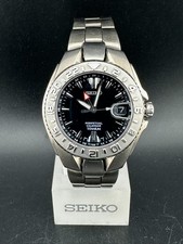 Seiko Titanium Perpetual Calendar Men's Black Dial Date 39mm Quartz 8F56-0040 picture