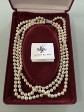 Camrose & Kross Jackie Kennedy 3 Strand Glass Pearl Necklace w/ Original Box picture