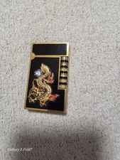Dupont Paris Made in France Gold Tone Black Dragon Design Collectible Lighter picture
