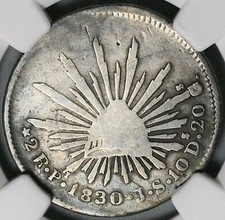 1830/20-Pi NGC VG Det Mexico 2 Reales Potosi Overdate Rare Coin (21111301C) picture