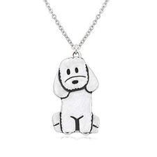Goldendoodle Labradoodle Charm Necklace, Golden Lover Gift, Silver Metal Dog Pen picture