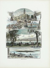 MONTREAL Antique c1872-74 Engrav from PICTURESQUE AMERICA, with vignette scenes picture