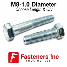 M8-1.0 Metric Class 10.9 Fine Hex Cap Screws Zinc Clear (Choose Length & Qty) picture