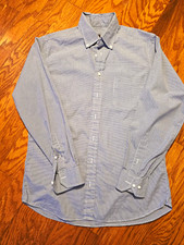 Robert Talbott Estate Men's L Cotton Long Sleeve Trim Fit Blue White Check Shirt picture