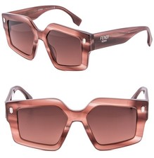 FENDI ROMA 40162 Burgundy Brown Logo Geometric Sunglasses FE40162I Authentic 74F picture