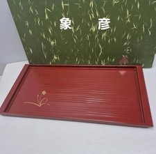 Kyoto Lacquerware Zohiko Ikoi Rectangular Obon Tray Small Red Floral Design picture