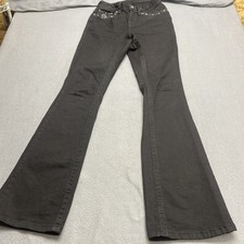 Sexy Couture Women’s Embellished Boot Cut Jeans Rhinestone Size 24x33 0 Black picture