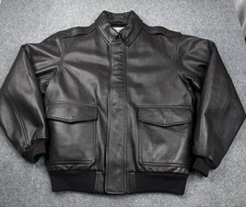 Vintage LL Bean Goat Skin Brown Leather Bomber Flight Jacket Mens XL Reg picture