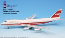 InFlight 200 TWA 80s Outline Titles 747-100 1:200 Scale Die-Cast Model Airplane picture