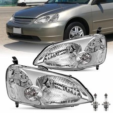 Halogen Headlight Assembly w/Bulbs for 2001-2003 Honda Civic picture