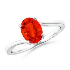 ANGARA 0.80 Ct Natural Fire Opal Solitaire Ring in Sterling Silver (Size-8x6mm) picture