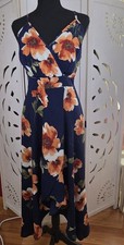 Love Squared Women's Strapless Textured Cottage Core Midi Blue Floral Dress SZ M picture