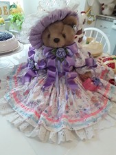 BEAUTIFUL  18IN. LOVELY LAVENDER BEARLY PEOPLE DRESSED  ADORNED  LADY TEDDY BEAR picture