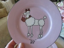 Set of 4 PINK POODLE Plates by American Atelier Discontinued Pattern No Damage picture