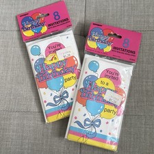 Vintage 1988 Happy Birthday Party Invitations Sealed - 2 Packs Of 8 - 16 Total picture