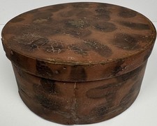 Antique Primitive Bentwood Pantry Box 8” Reddish Smoke Decorated Org. Paint AAFA picture
