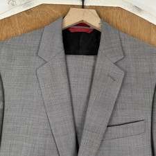 Alfani Suit Mens 38R Gray 2 Button 100% Wool Pants 32x30 Flat Front Modern twill picture