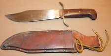 Vintage Western Bowie Hunting Knife with Leather sheath Vietnam Era picture