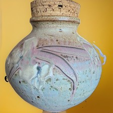 Jerry Kessler Loess Hills Pottery Cork Jar Onawa lowa Floral Stoneware 8